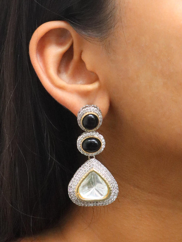 A closeup image of Dual Glam Polki Contemporary Earrings -1 y Live Some India 