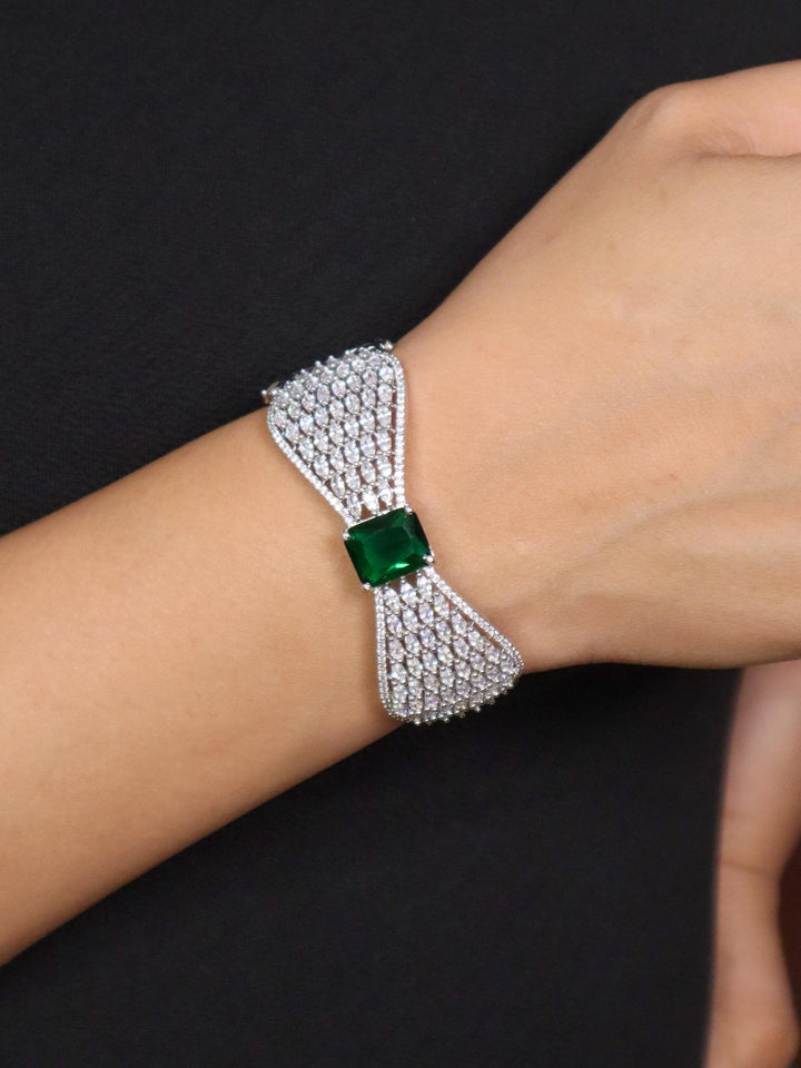 Girl wearing Emerald Green Diamond Bracelet by Live Some India