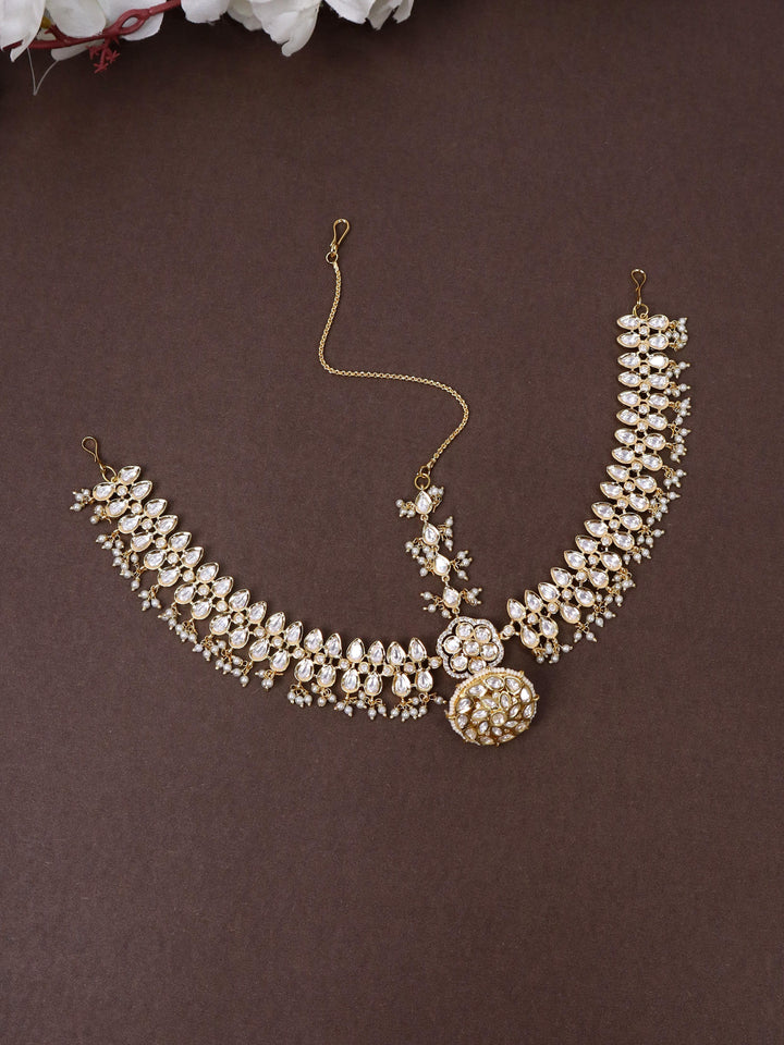 A closeup image of Essence of Royalty Maang Tikka -3 by Live Some India 