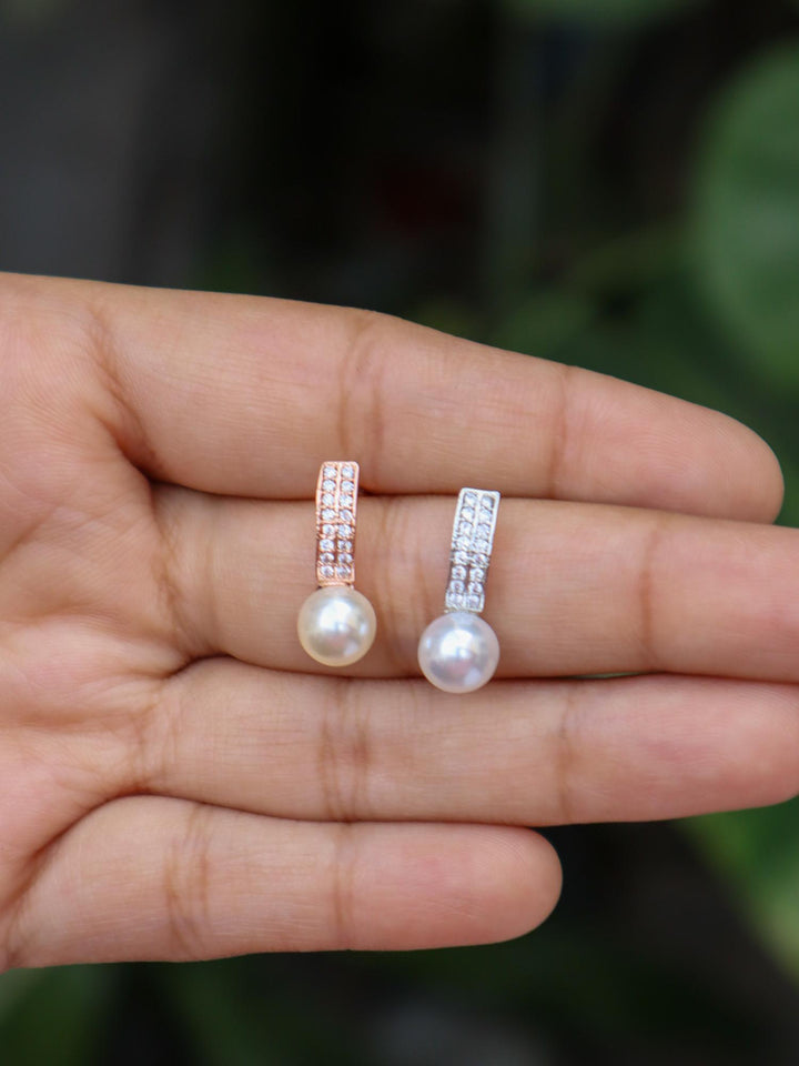 A closeup image of Extra Shine Pearl Earrings -1 by Live Some India 