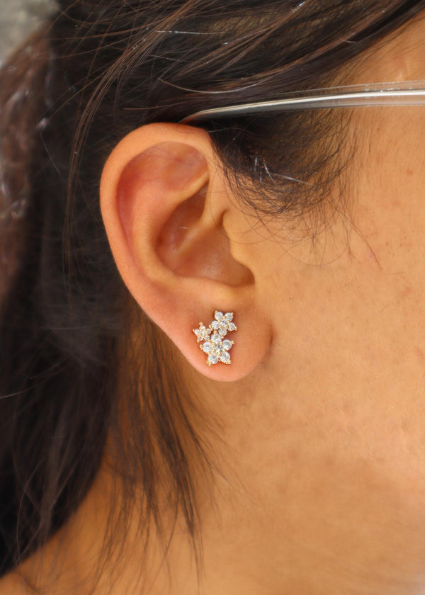 A closeup image of Floral Rose Gold Earrings by Live Some India 