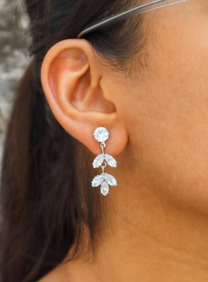 A closeup image of Garden of Time Earrings by Live Some India 