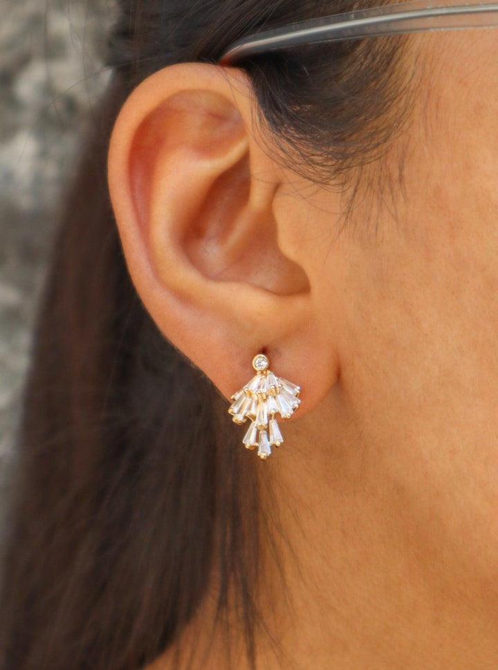 A closeup image of Glow Crystal Earrings by Live Some India 