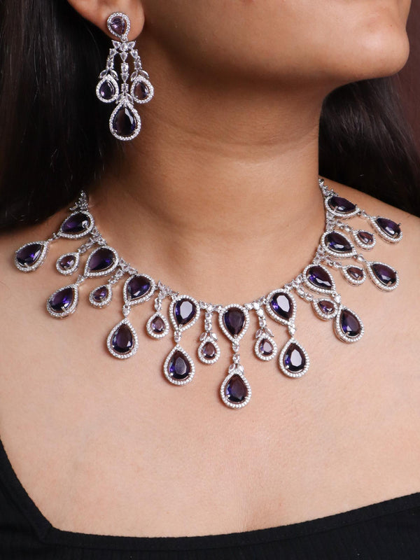 A closeup image of Grand Sapphire Dangler Necklace Set -1 by Live Some India 