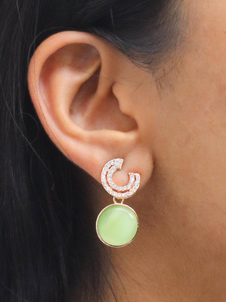  A closuep image of a girl wearing Green Forest Earrings y Live Some India 