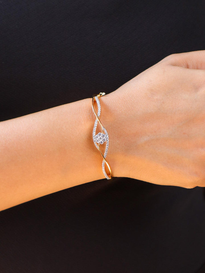 Girl wearing Infinity Diamond Bracelet - Gold by Live Some India