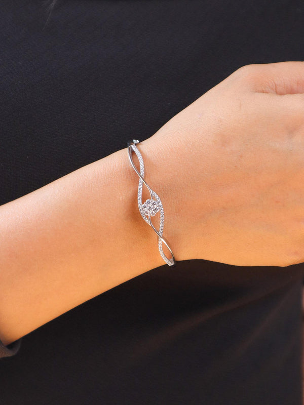 Girl wearing Infinity Diamond Bracelet - Silver  by Live Some India