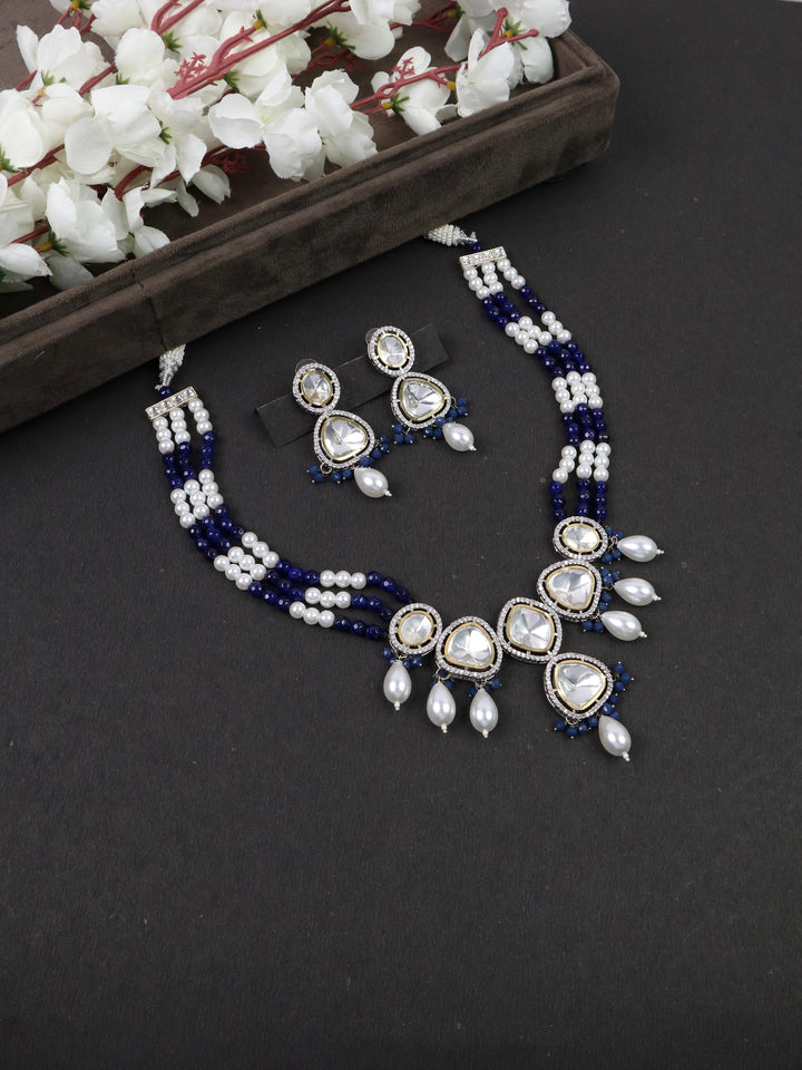 Iya Kundan Polki Necklace by Live Some India on a black background