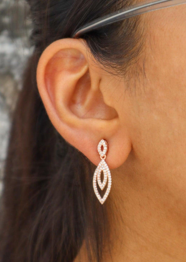 A closeup image of Jenny Rose Gold Earrings by Live Some India 