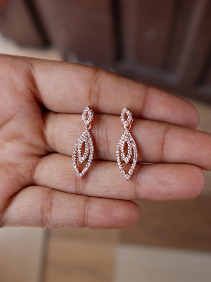 A closeup image of Jenny Rose Gold Earrings -1 by Live Some India 