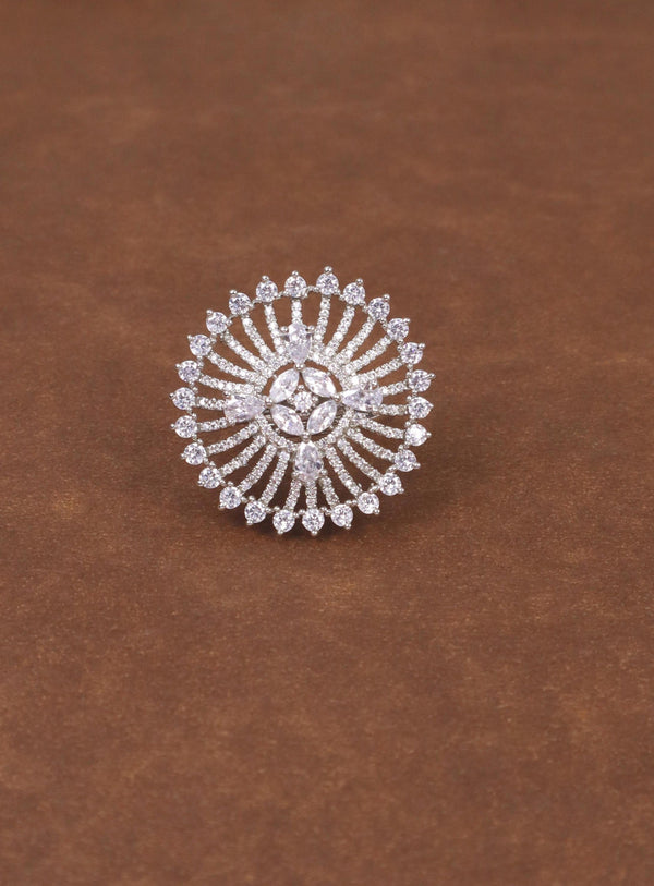 A loseup image of Kaashvi Diamond Ring -2 by Live Some India on a brown background 