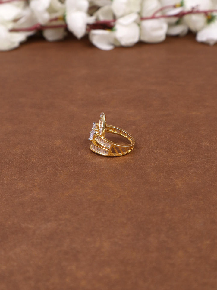 A closeup image of Krisha Diamond Ring -2 by Live Some India on a brown backgriund 