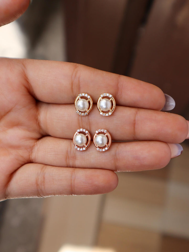 A closeup image of Loop of Pearls Earrings Variants by Live Some India