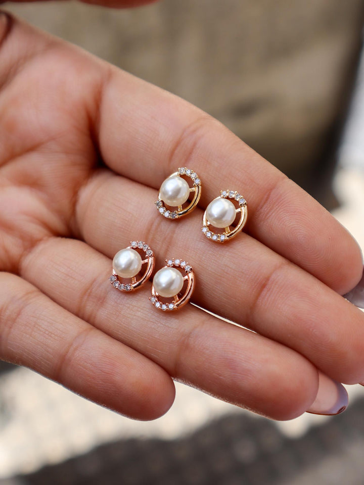 A closeup image of Loop of Pearls Earrings Variants -1 by Live Some India 