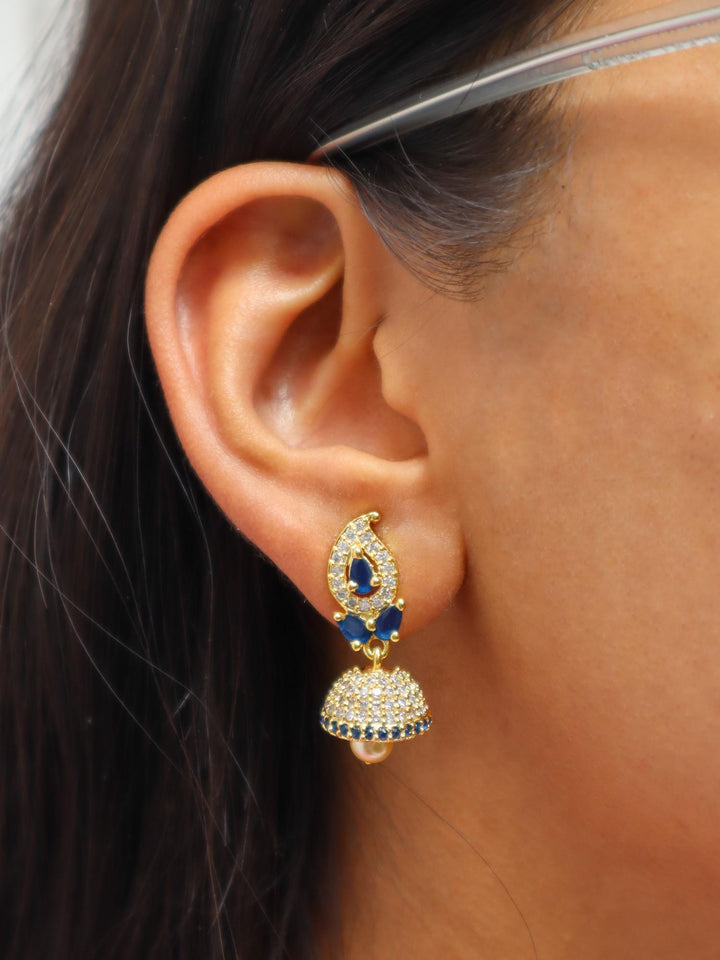 A closeup image of Maahi Kundan Polki Jhumka Earrings -1 by Live Some India 