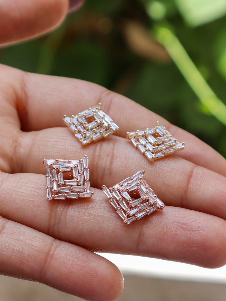 A closeup image of Maze of Sparkle Earrings by Live Some India 