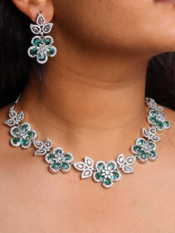 A closeup image of Mehak Diamond Necklace Set-4 by Live Some India 