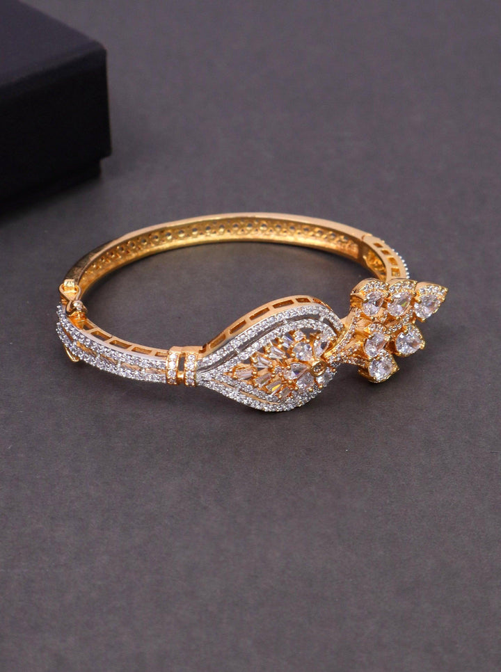 A closeup image of Mesmerising Diamond Bracelet by Live Some India on black background 