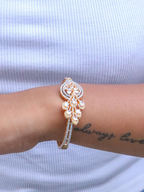 A closeup image of a girl wearing Mesmerising Diamond Bracelet -3 by Live Some India 