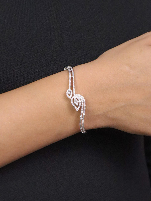 Girl wearing Miraaya Designer Diamond Bracelet - Silver by Live Some India