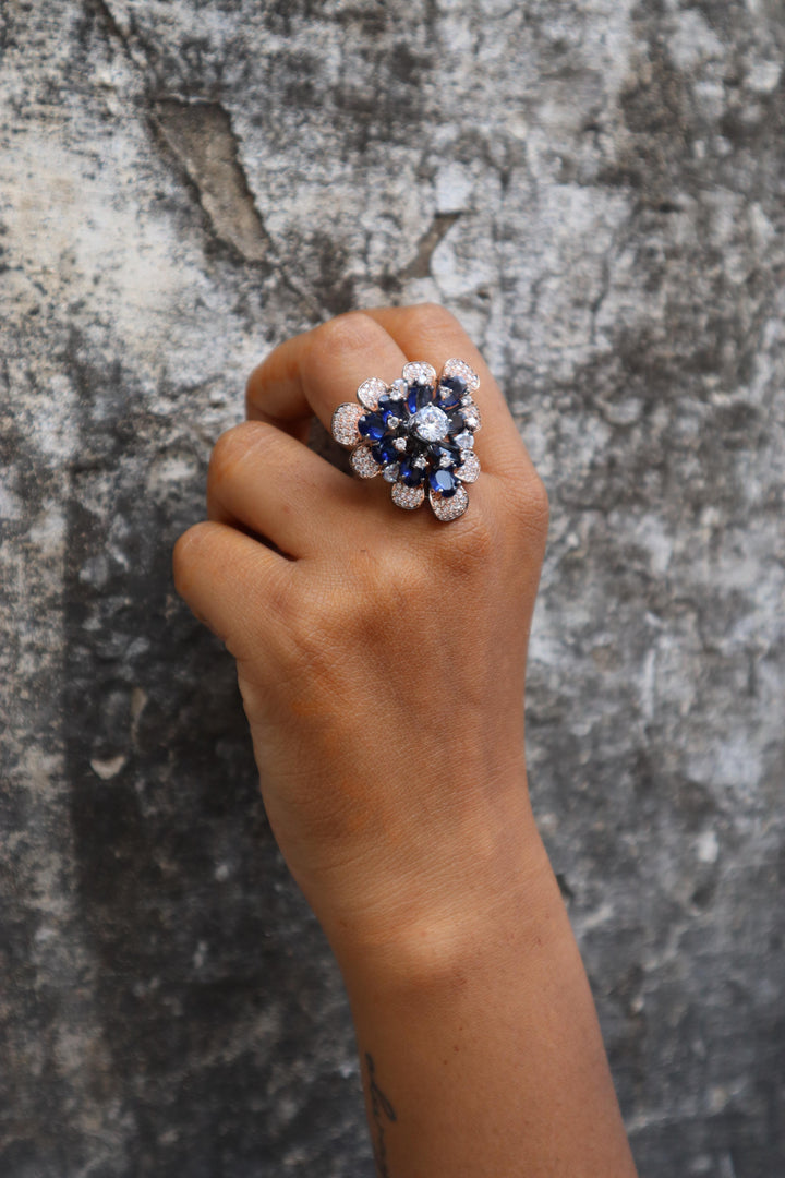 A closeup image of a girl wearing Mirai Contemporary Ring -2 by Live Some India 