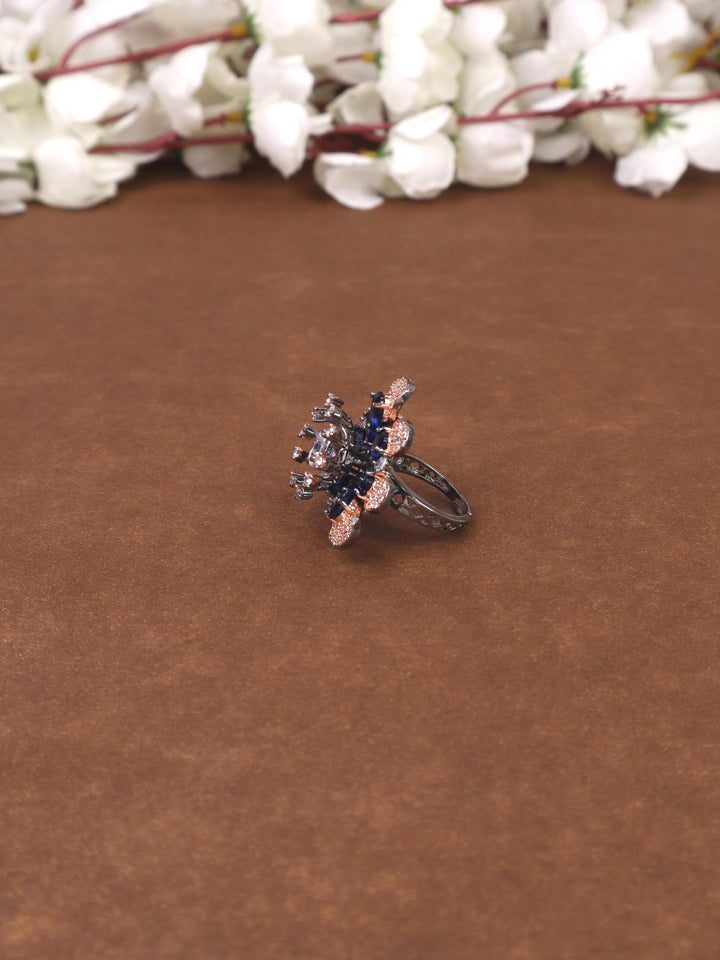 A closeup image of Mirai Contemporary Ring -5 by Live Some India on a brown background 