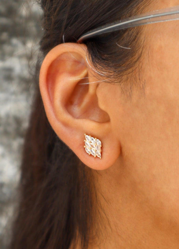 A closeup image of On Fleek Crystal Earrings by Live Some India 