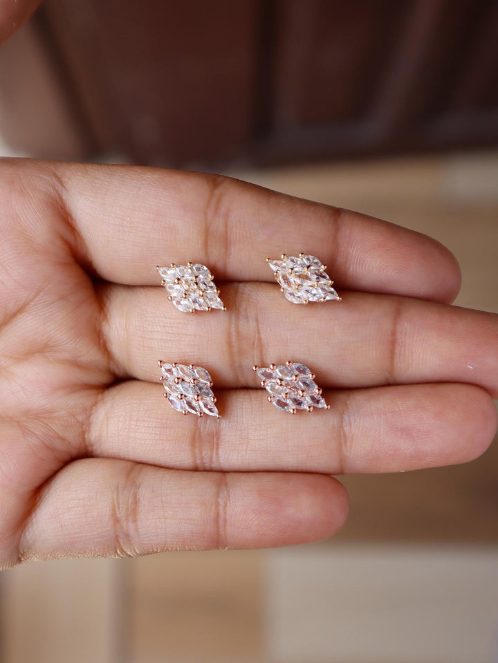 A closeup image of On Fleek Crystal Earrings -1 by Live Some India 