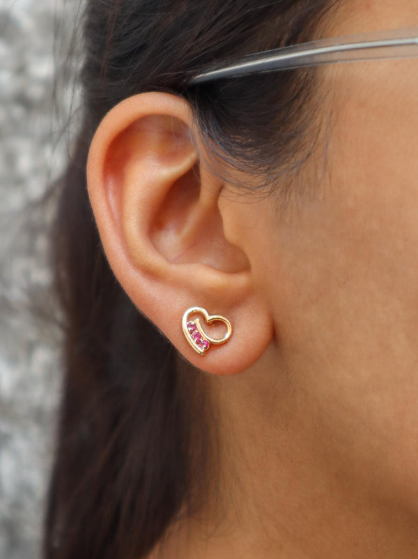 Ruby Inverted Heart Earrings