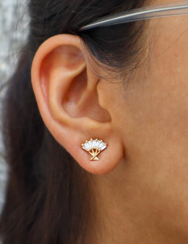 Mini Crystal Fan Earrings