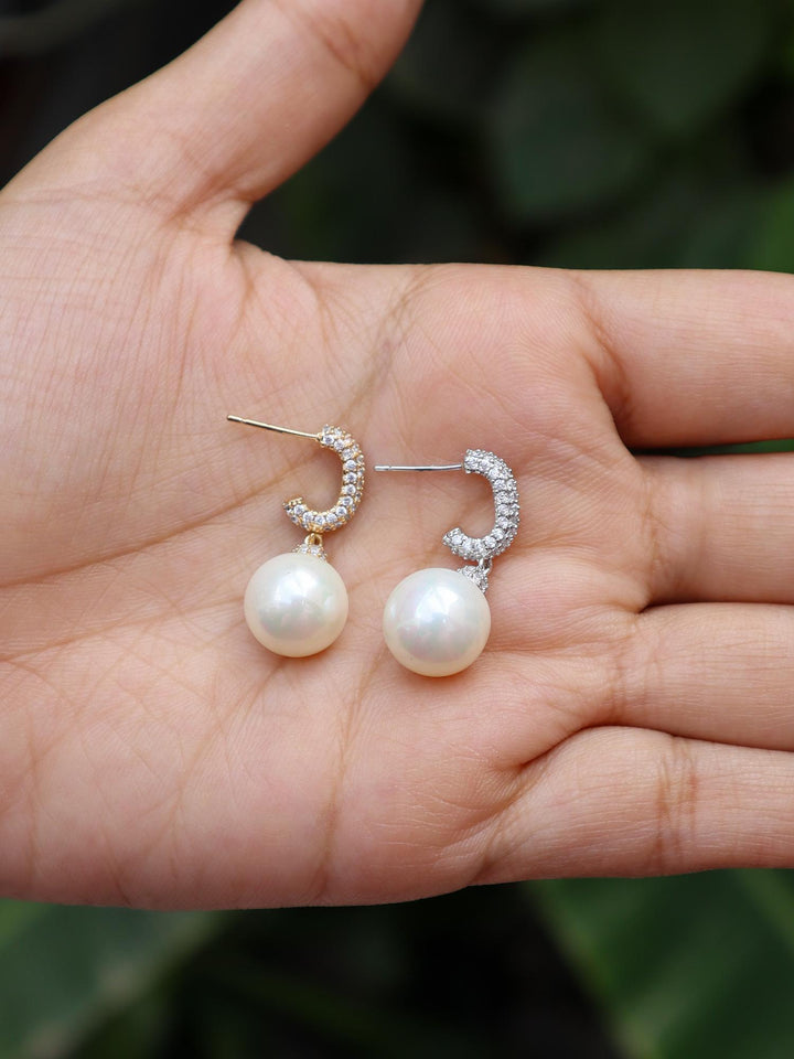 A closeup image of Party Pearl Earrings by Live Some India 