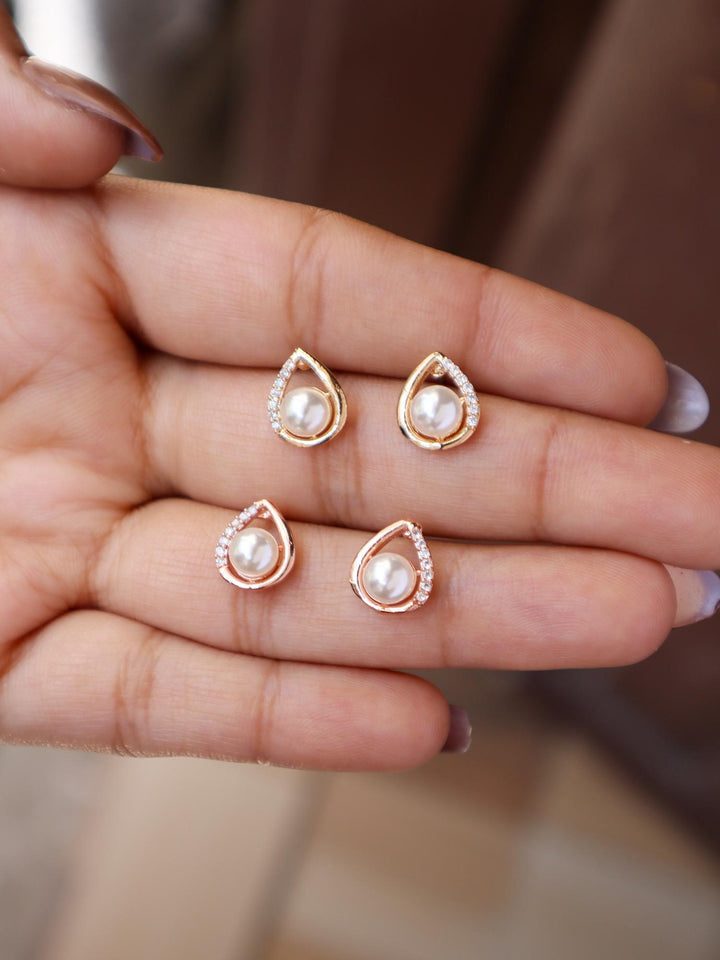 A closeup image showing the variant of Pearl Leaf Earrings by Live Some India 