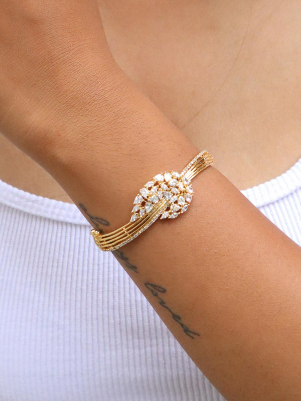 A closeup image of a girl wearing Petal Diamond Bracelet -3 by Live Some India 