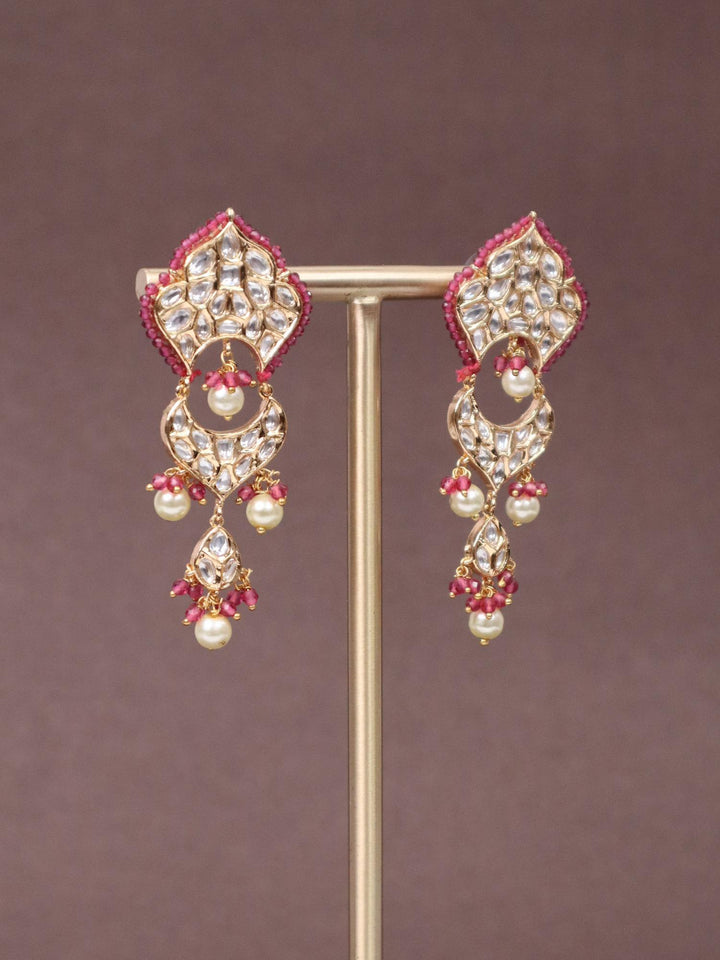 A closeup image of Ritu Kundan Polki Dangler Earrings -3 by Live Some India 