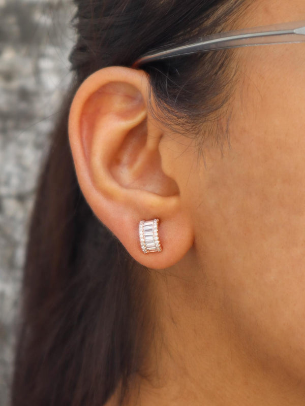 A closeup image of Rose Gold Ladder Earrings by Live Some India 