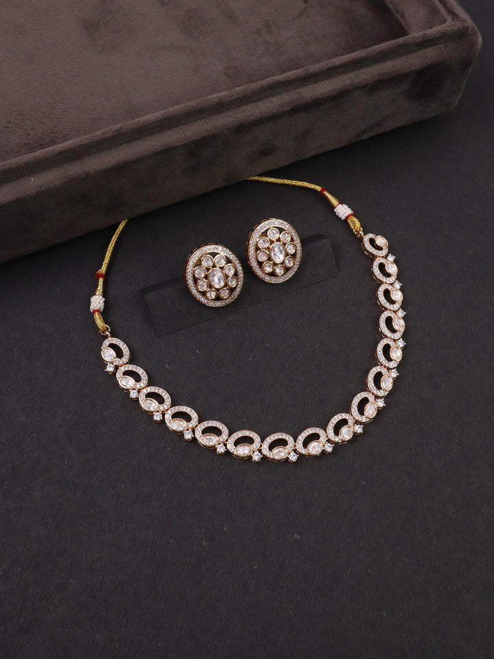 Royal Kundan Polki Neclace by Live Some India on a black background