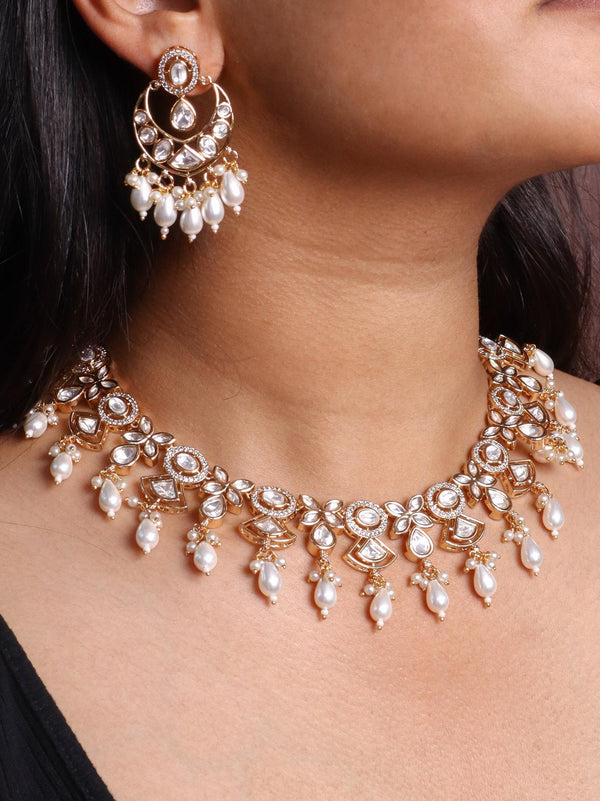 A closeup image of Sana Kundan Polki Necklace Set -4 by Live Some India 