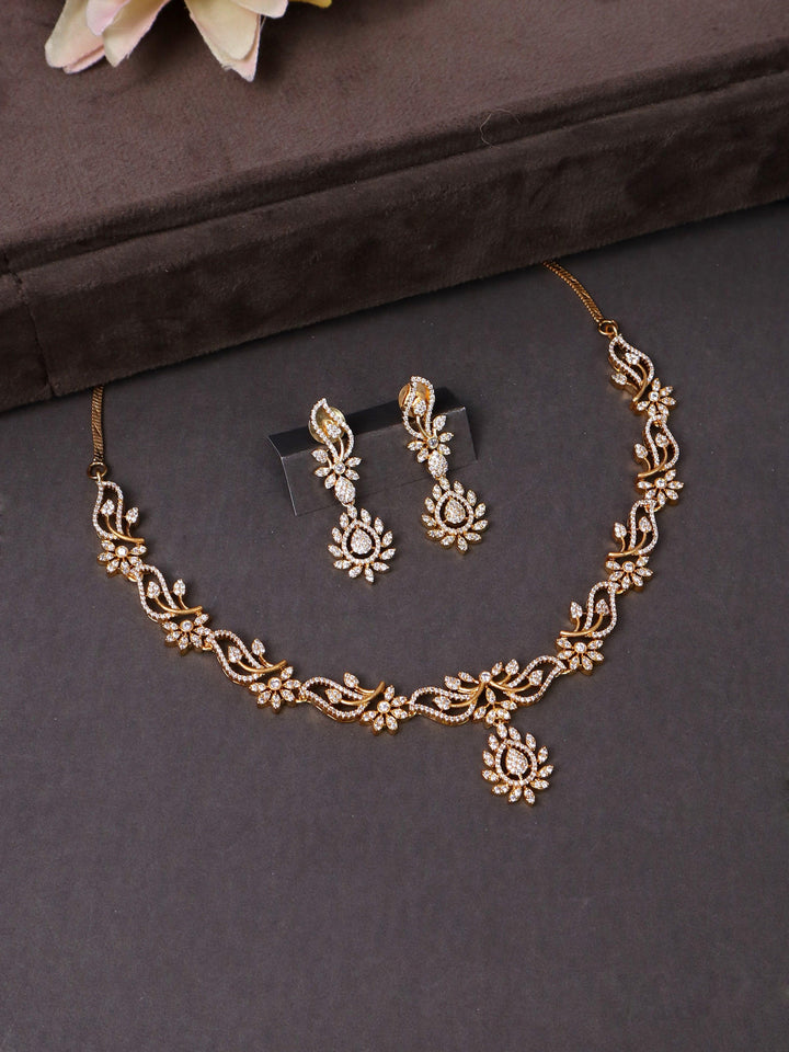 A closeup image of Shloka Diamond Necklace Set -1 by Live some India 