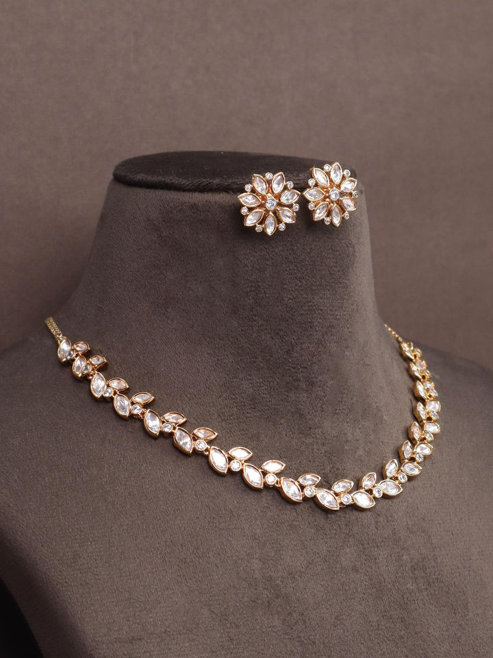 A closeup image of Sirat Diamond Necklace Set -1 by Live Some India 