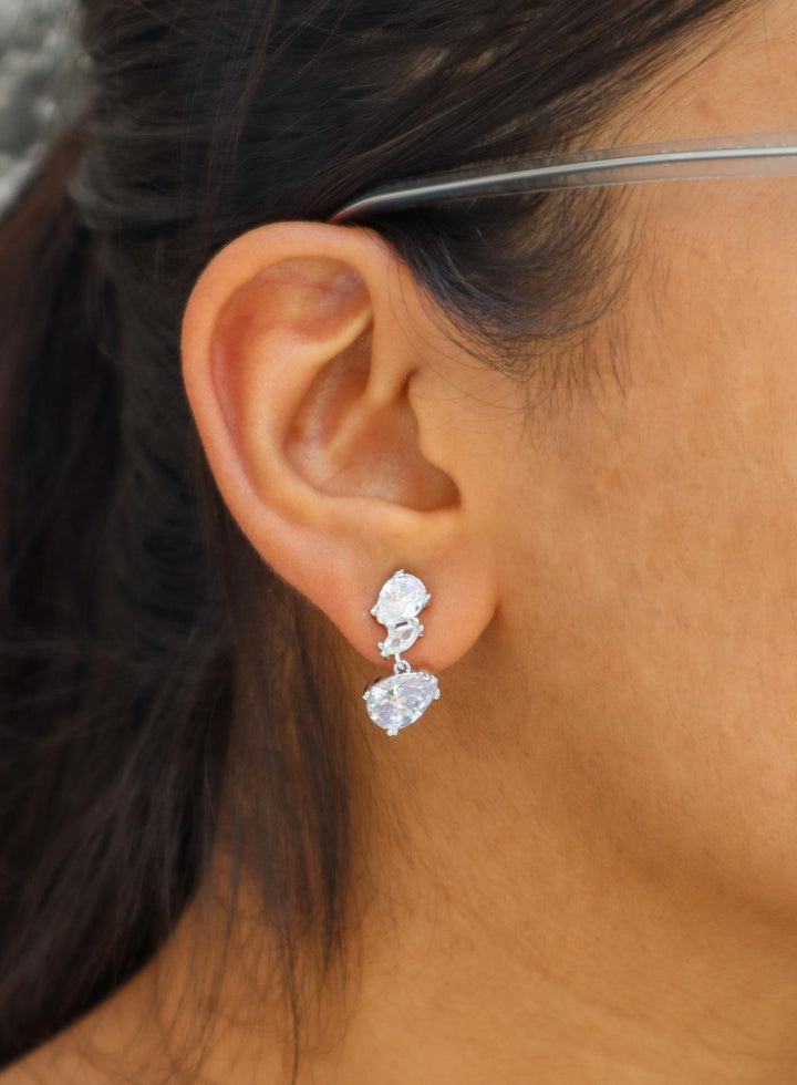 A closeup image of Sparkling Crystal Earrings by Live Some India 