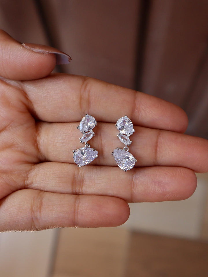 A closeup image of Sparkling Crystal Earrings -1 by Live Some India 