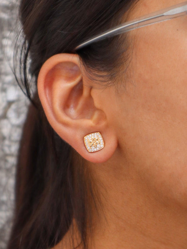 A closeup image of Star Studded Square Earrings by Live Some India 