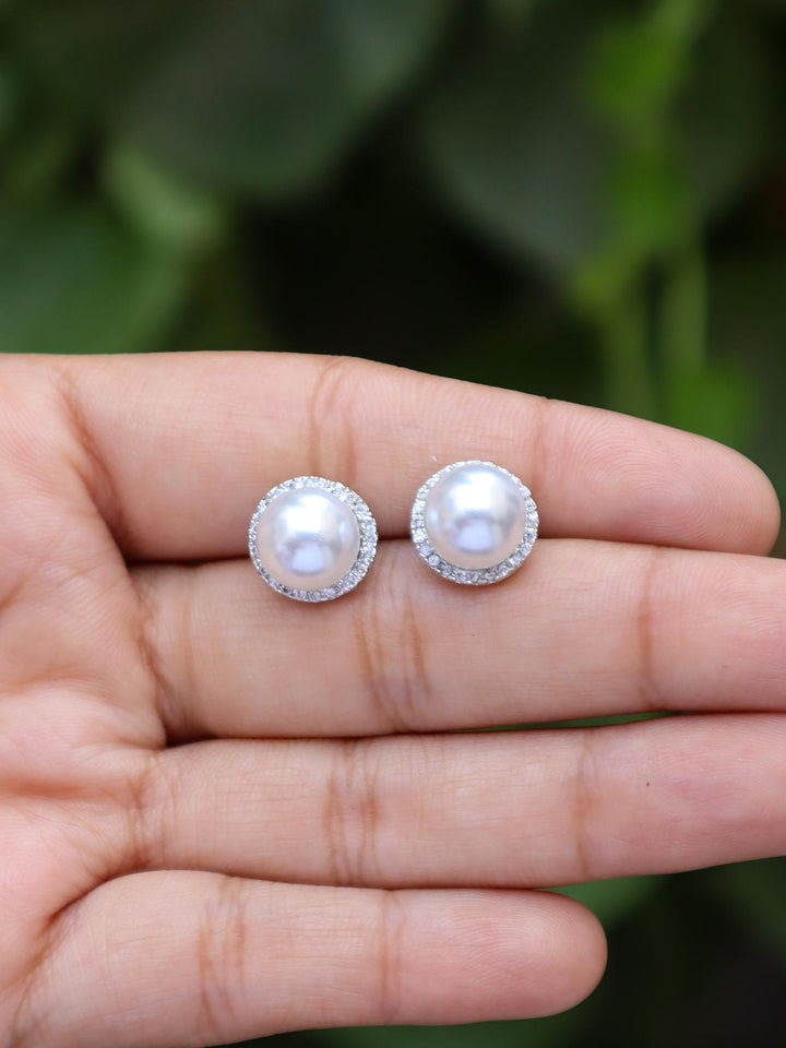 A closeup image of Statement Pearl Earrings -1 by Live Some India 