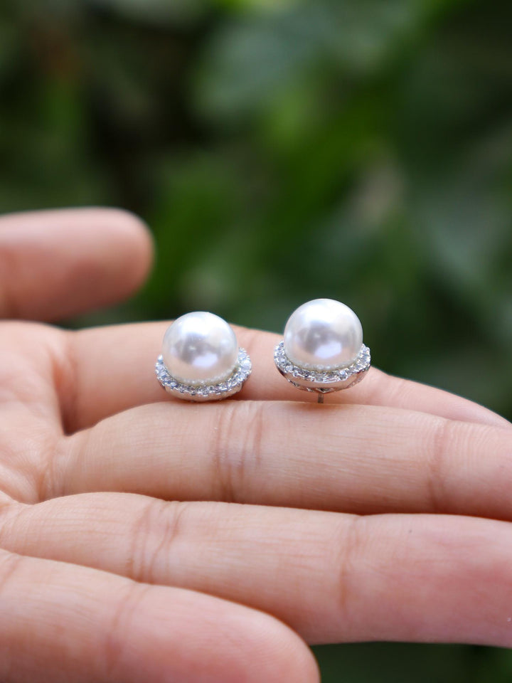 A closeup image of Statement Pearl Earrings -4 by Live Some India 