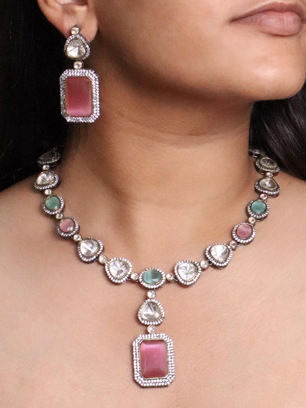 A closeup image of Stone Embellished Necklace -7 by Live Some India 