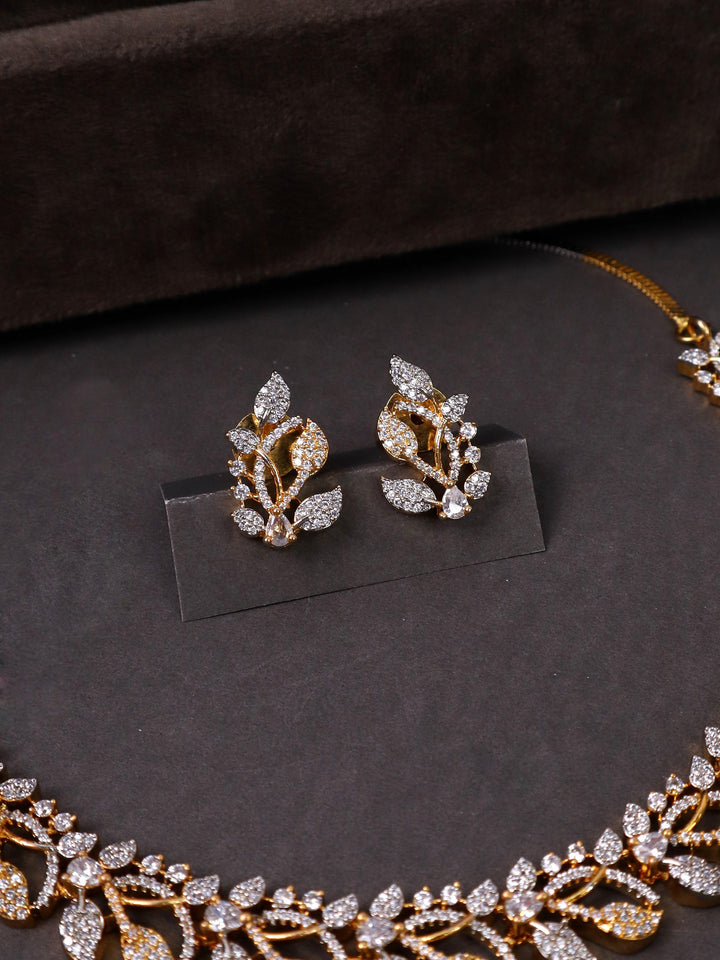 A closeup image of Tangled Diamond Necklace Set -2 by Live Some India 