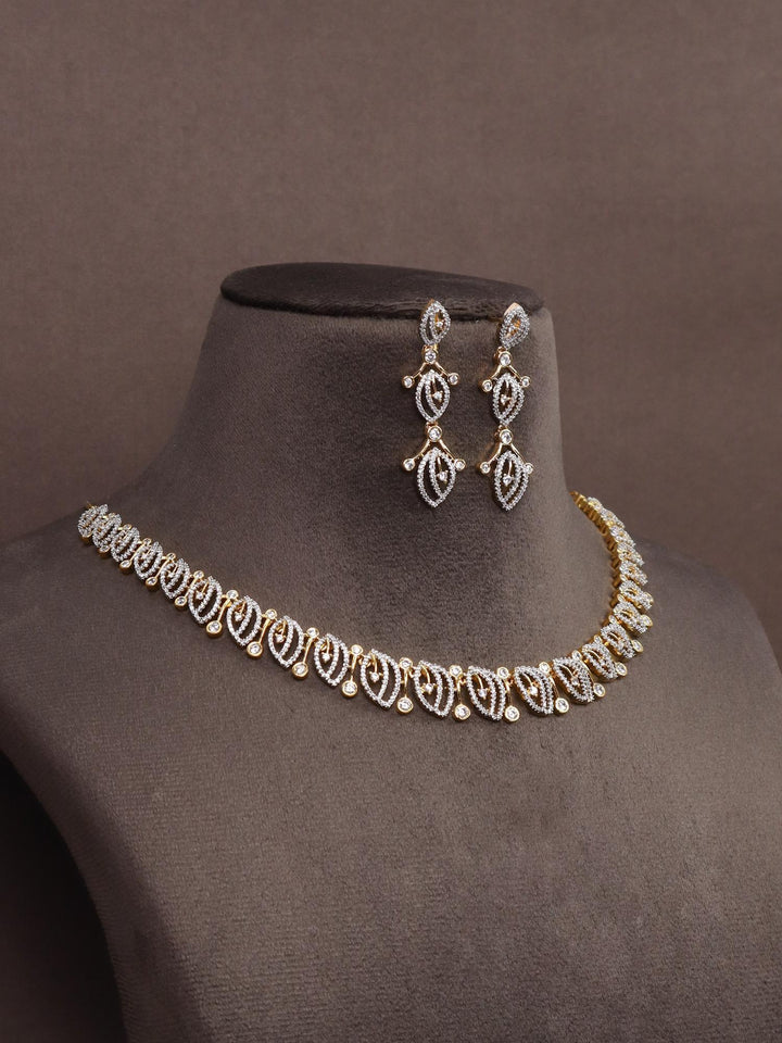 A closeup image of Triva Diamond Necklace Set by Live Some India 