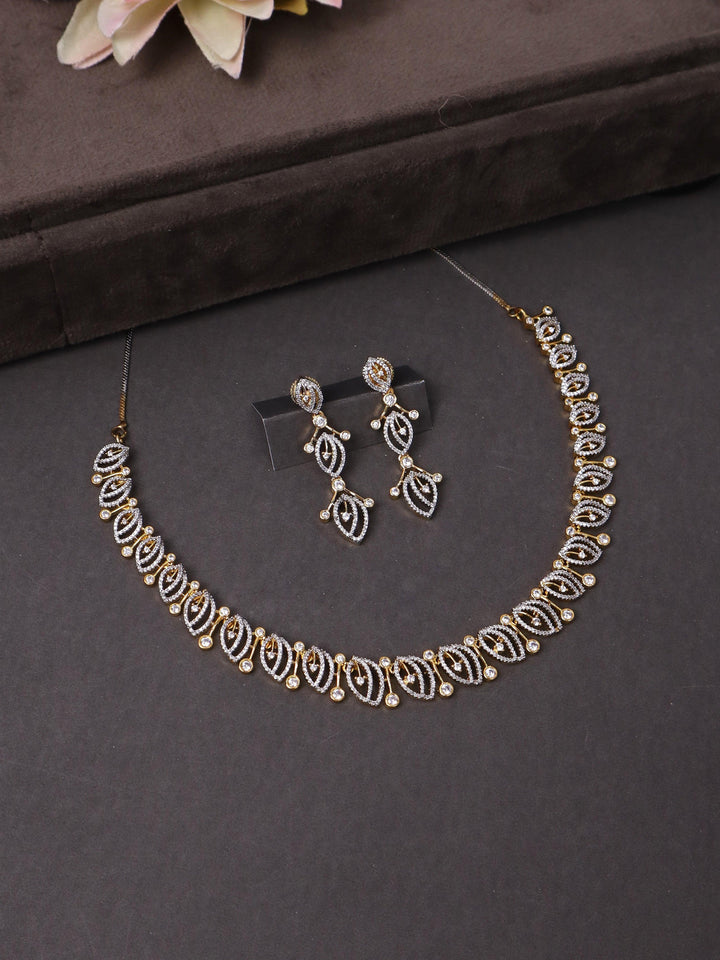 A closeup image of Triva Diamond Necklace Set by Live some India 