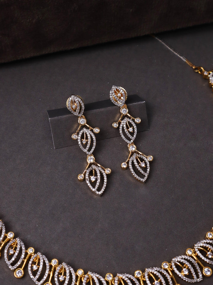 A closeup image of Triva Diamond Necklace Set -2 by Live some India on a black background