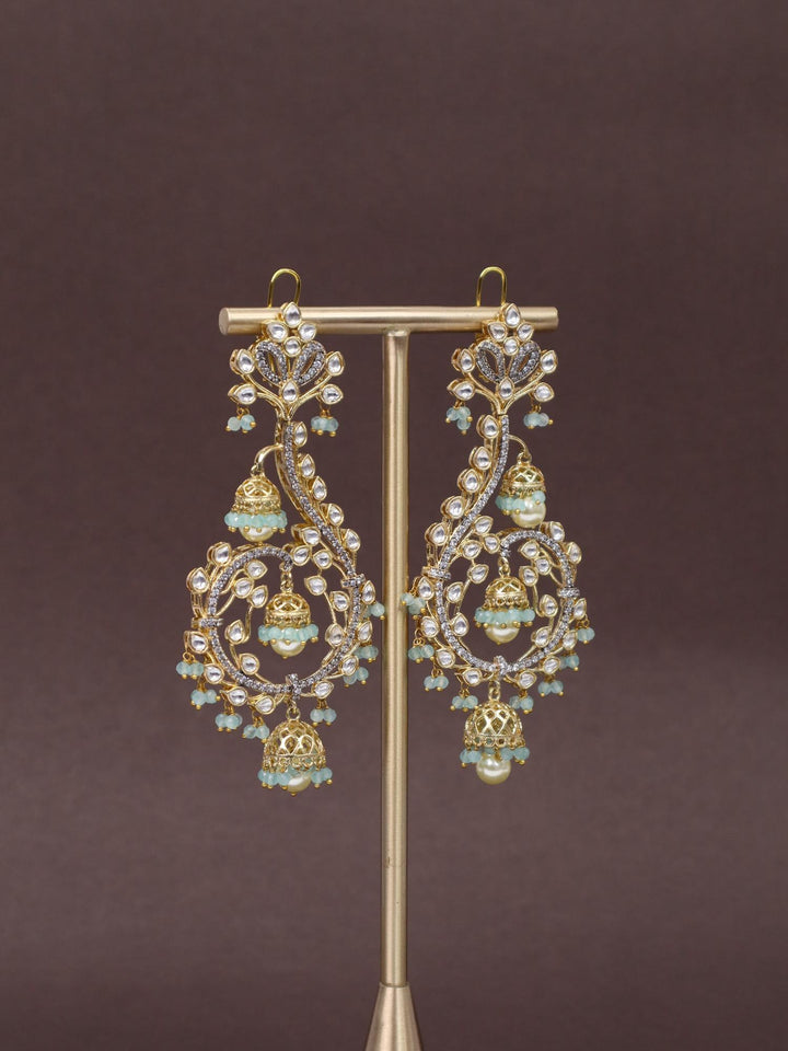 A closeup image of Unicorn Mint Green Kundan Poki Dangler Earrings -1 bu Live Some India 